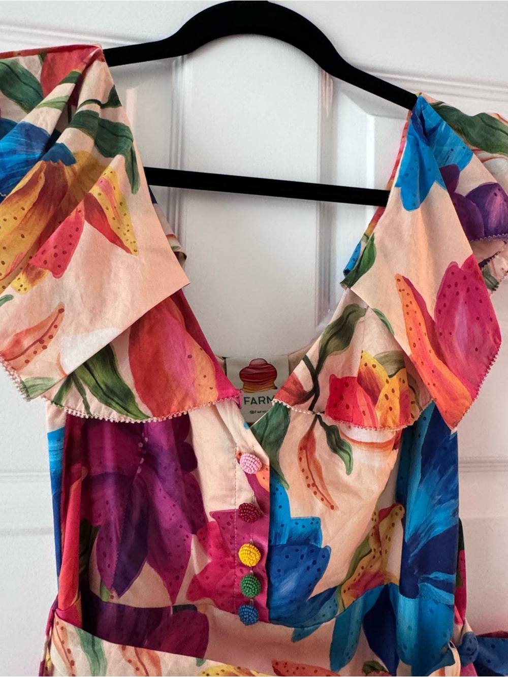 FARM Rio "Mary's Garden" Frilled Top Midi Dress. - Picture 7 of 16